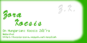 zora kocsis business card